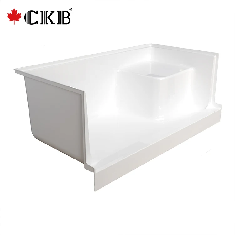 CKB 5 Years Warranty Left Right Drainer With Seat Rectangle Bathroom White Acrylic Shower Base