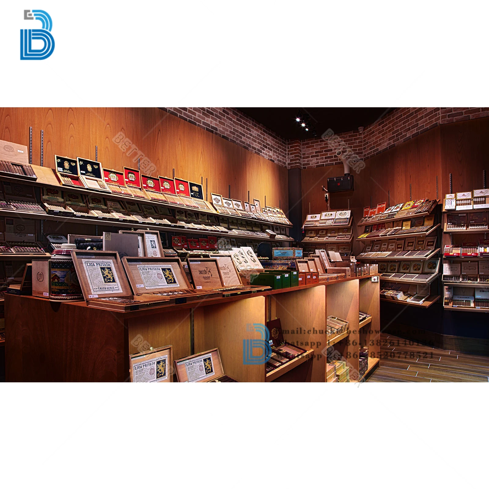 Customized smoke shop interior design fashion display cabinet glass smoke shop display cabinet