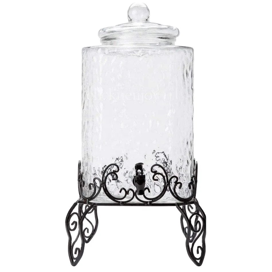 Large 5 Gallon Big Glass Jar Beverage Dispenser With Tap And Stand Glass Lid