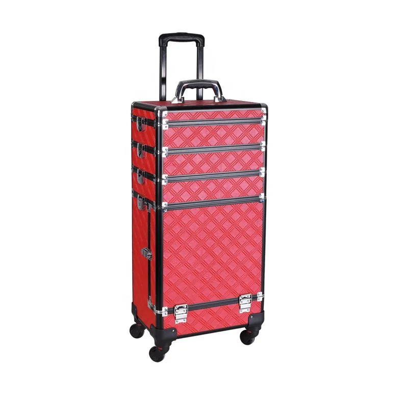 
makeup trolley professional jewelry storage box 4 in 1beauty instrument with drawer aluminum cosmetic case 