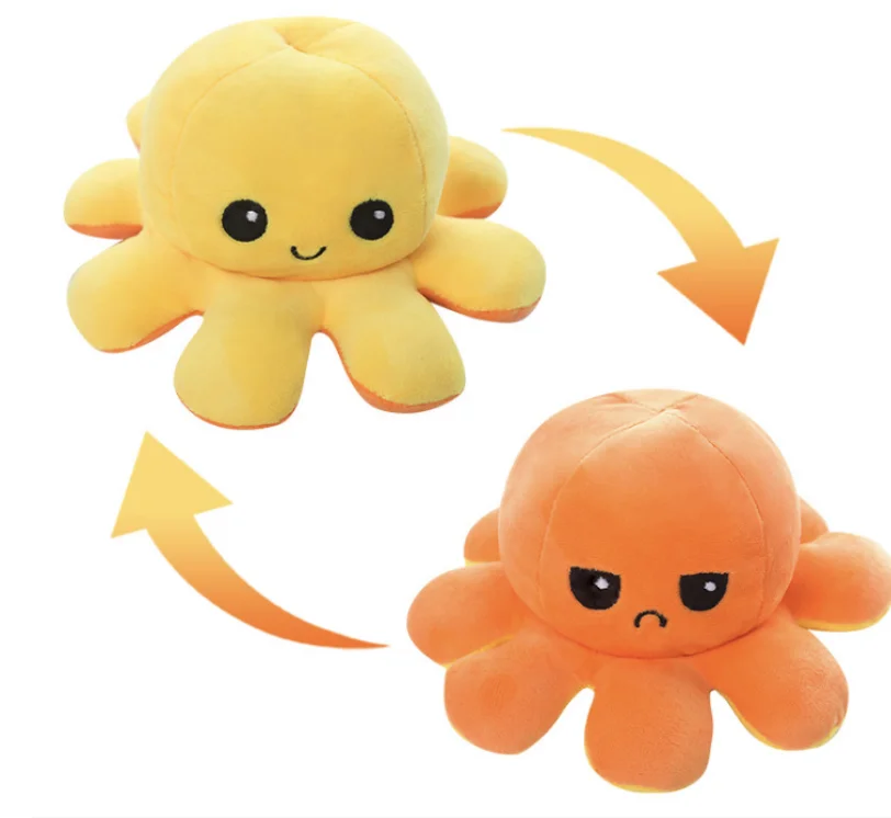 Low MOQ Stuffed Animals Toys  Cute Octopus  Plush Toy Double Side Flip Reversible Octopus Plush for Kid Gift