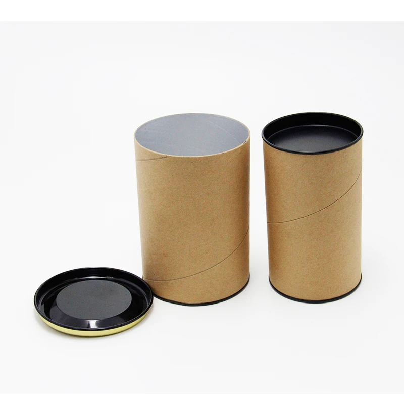 Wholesale Custom Kraft Foil lined Food Grade Paper Packaging Tube With Metal Lid