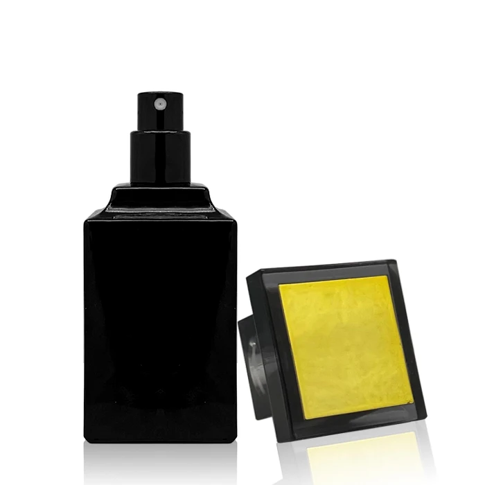 50ml 75ml 100ml cologne black white pink flat spray rectangle thick square glass perfume bottle with custom box