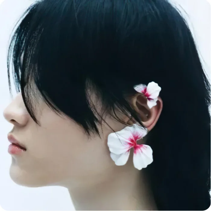 Summer New design ZA enamel Flower Ear Loop Earrings Women pink Metal Drip Oil Floral Cuff Stud Earring Jewelry Wholesale