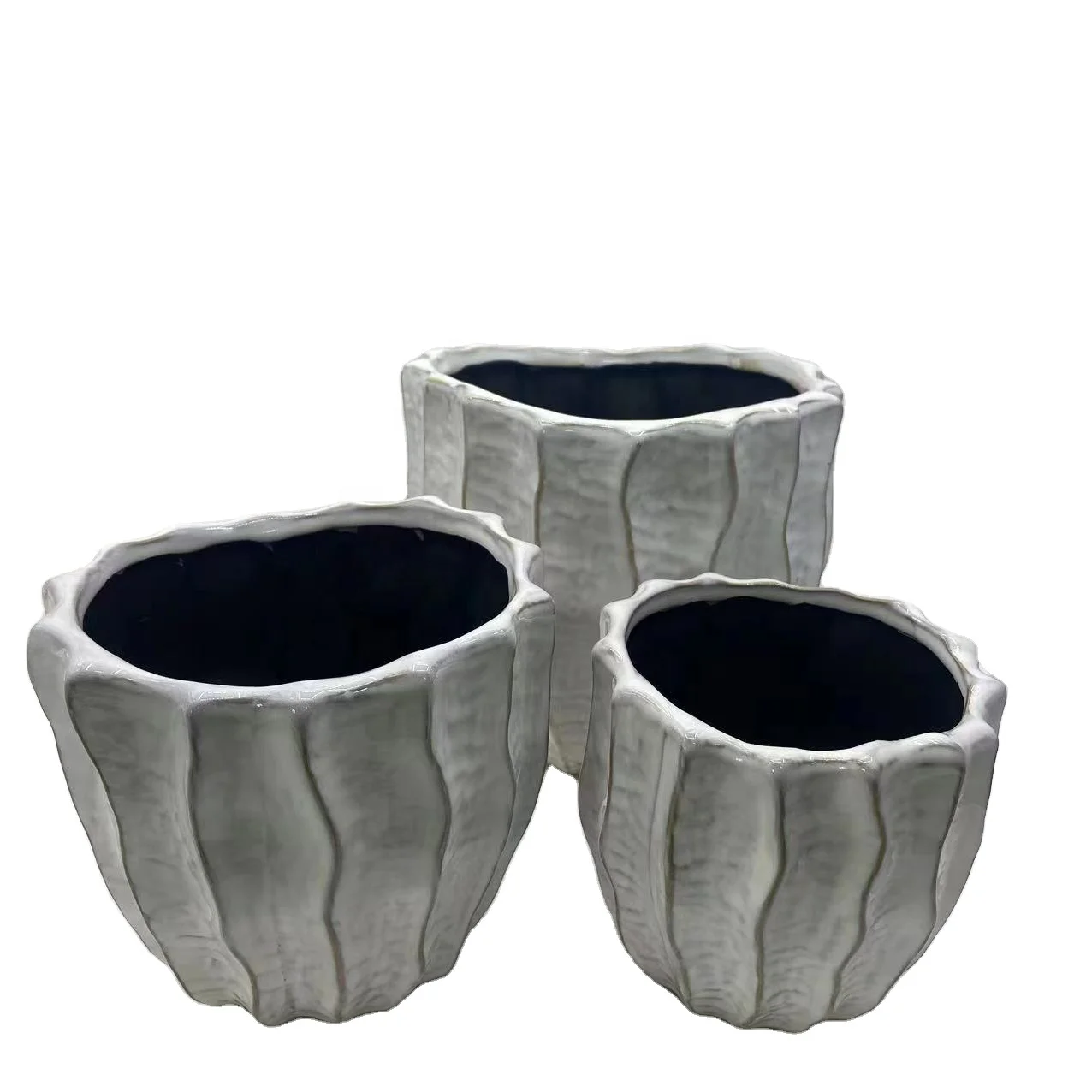 Customized embossed 4-inch rural style indoor ceramic flower pot indoor outdoor planter vase