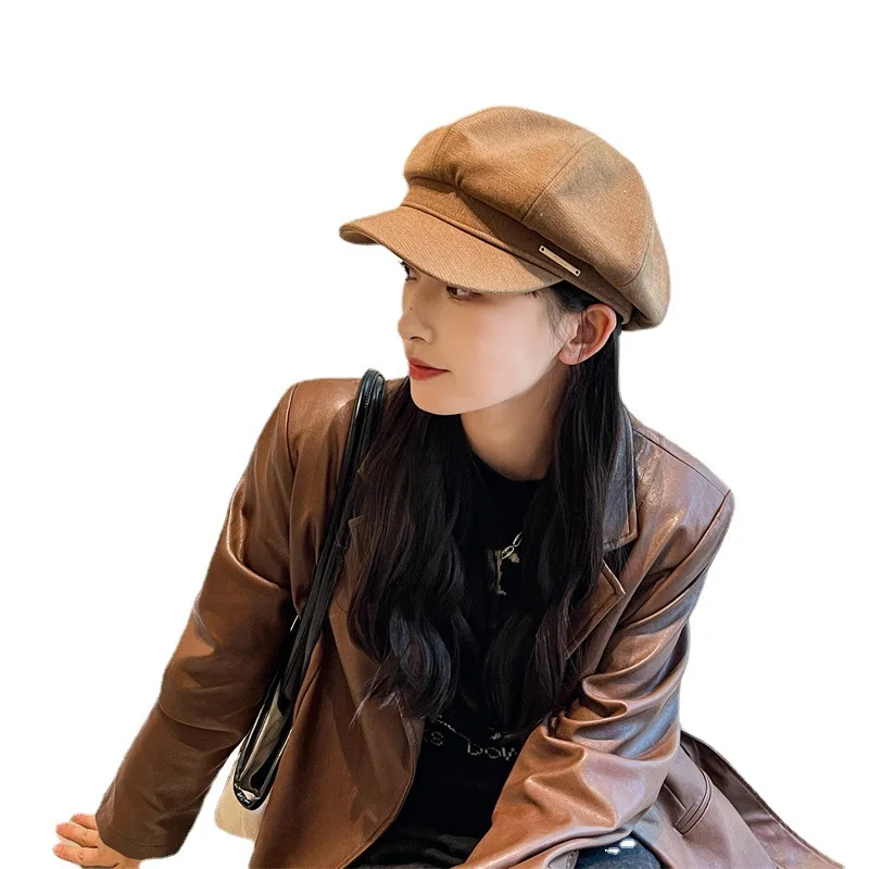 2023 Fashion Design Customize Logo Women Beret Newsboy Hat French Wool Cap Classic Hat (1600787852625)