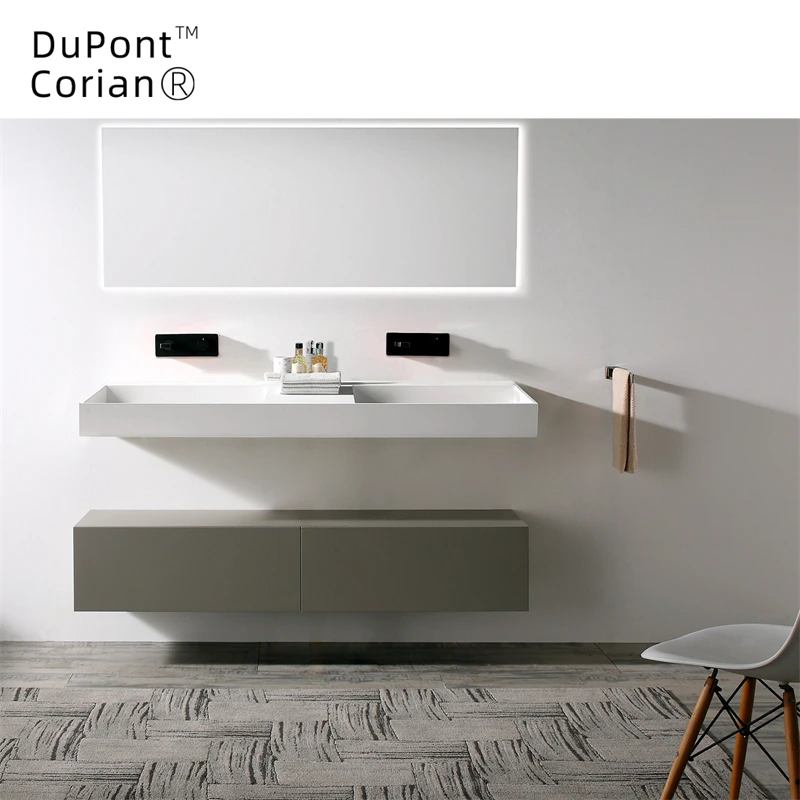 Dupont Acrylic Lowes Vessel Shape Acrylic Carton Box Modern White Solid Surface Countertop Basin Polished 2pcs