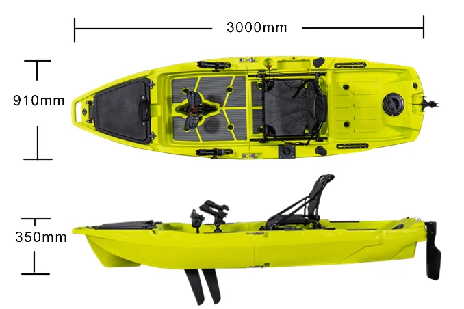 New Arrival Factory Wholesales Single Seat Module Fishing Kayak Fin pedal Canoe Boat with 2 piece Module for Easy Carrying