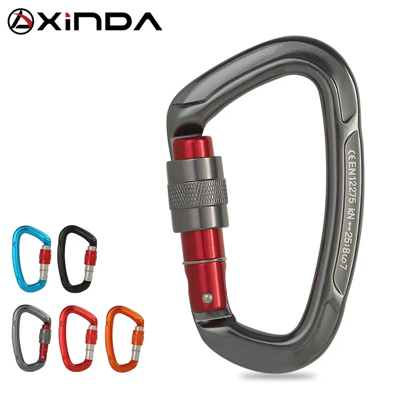 XINDA D-shape 25kN screw gate  small carabiner for climbing  working at height