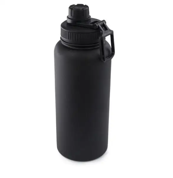 32 oz Stainless Steel Vacuum Wide Mouth Water Flask with Leakproof Lid Standard Metal Canteen with Wide Rotating Handle for Cam