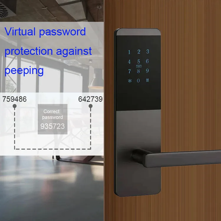 Aluminum Alloy APP Controlled Pin Code Card Hotel Door Lock WIFI with Remote Control