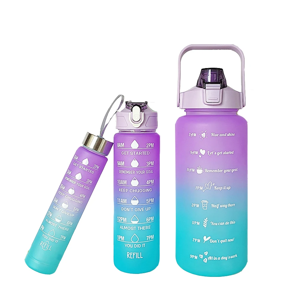Mexico hot sale Gradual three-piece set cup South American cycling large-capacity water bottle outdoor frosted sports bottle
