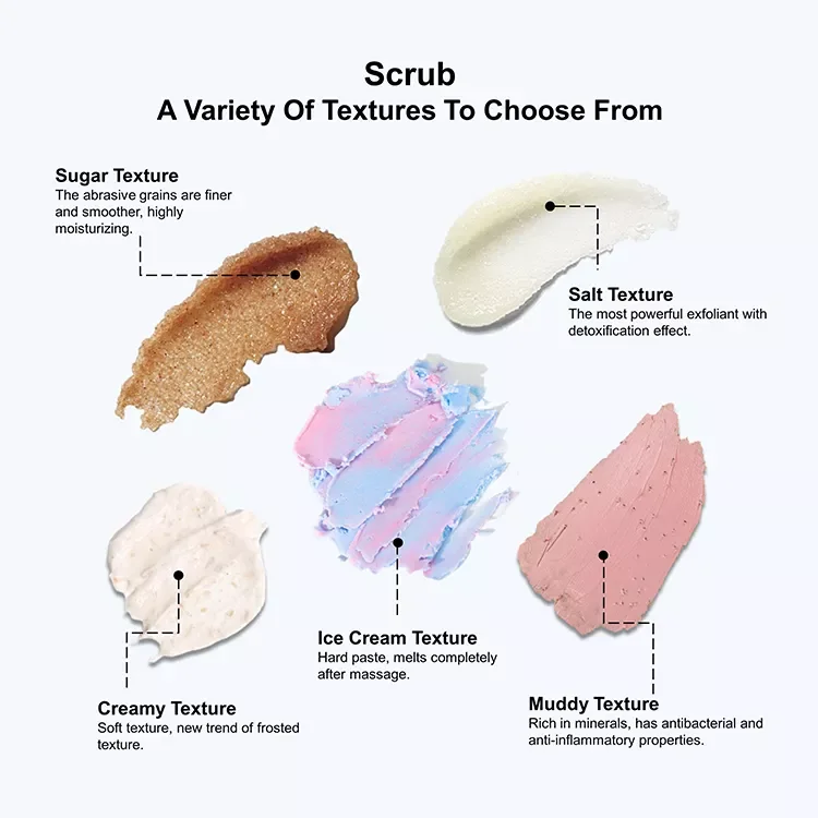 ODM Scented lemon peach chocolate gold argan oil exfoliator whipped  brightening face coffee sugar body scrub