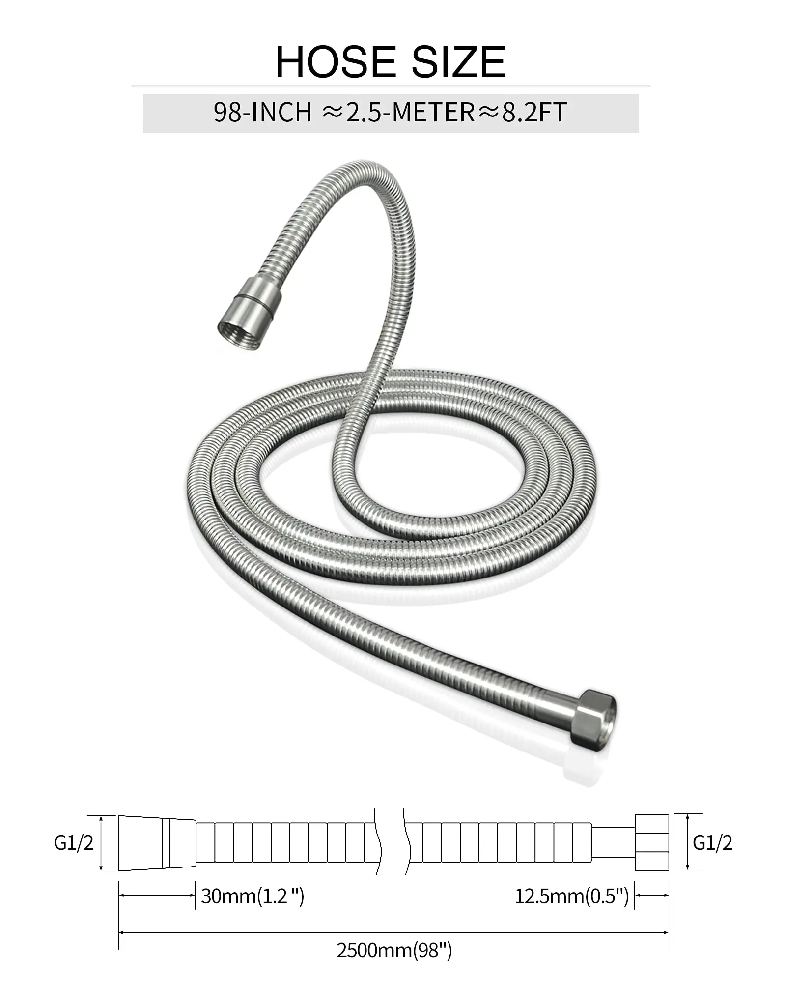 Shower Hose Flexible Extension Pull Out Stainless Steel 1 Meter PVC Bathroom Hose Shower Hose