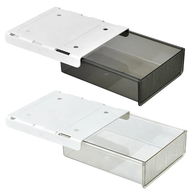 Drawer Storage Box Hidden Table Under Paste Plastic Desk Organizer Plastic Storage Drawer Box