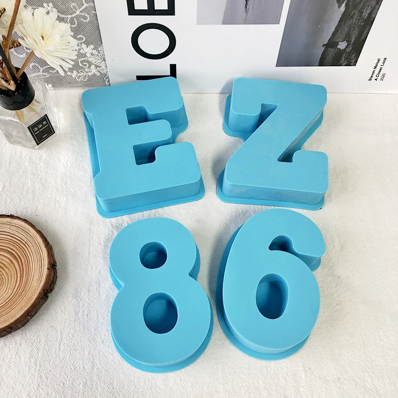 4.7 inch Silicone Baking Cake Pans 0-8 Number Letter Cake Pan Mold Baking Silicone Molds Sets for Birthday Wedding Anniversary