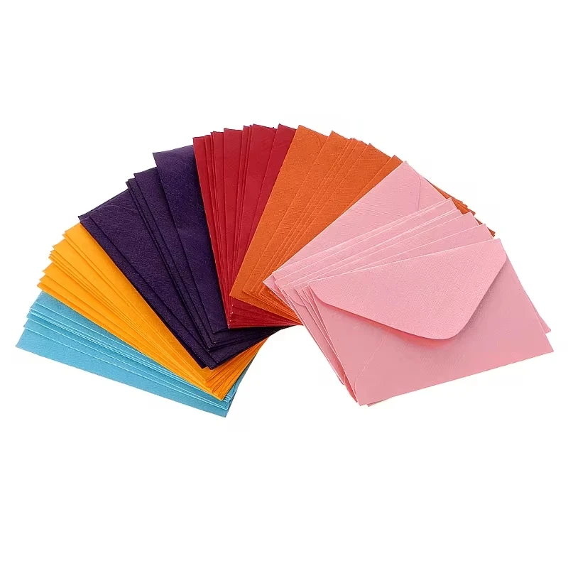 Wholesale Custom 50Pcs Colorful New Retro Blank Mini Paper Envelopes Set for Wedding Party Invitation Greeting Cards