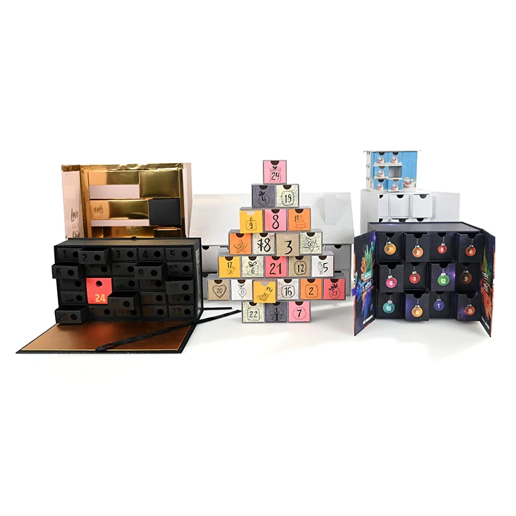 Wholesale Custom Logo Printed Christmas Advent Calendar Empty Gift Box 12 Days
