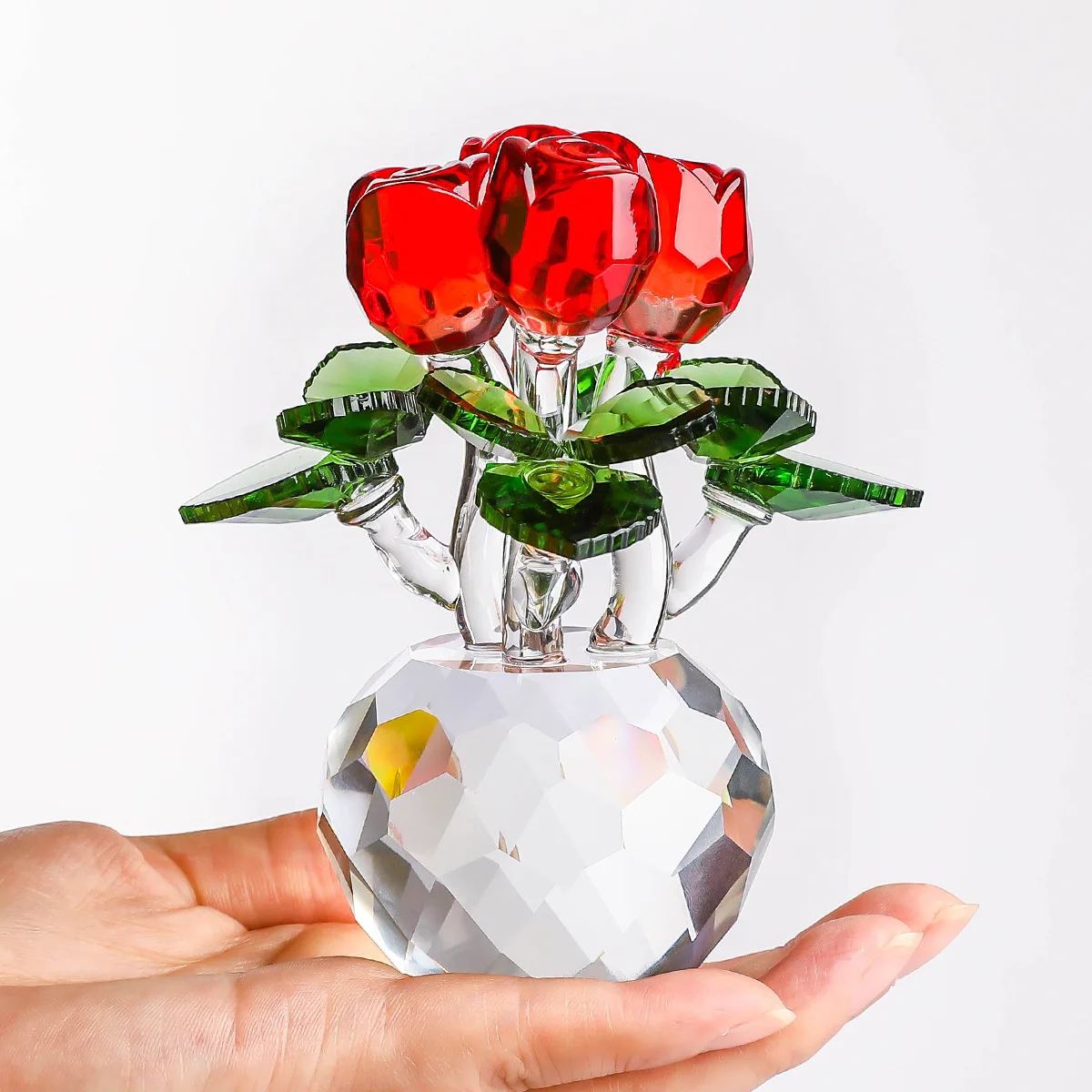 2024 New Product Ornament Souvenir Valentine Gift Figurine High Quality Crystal Rose Flower