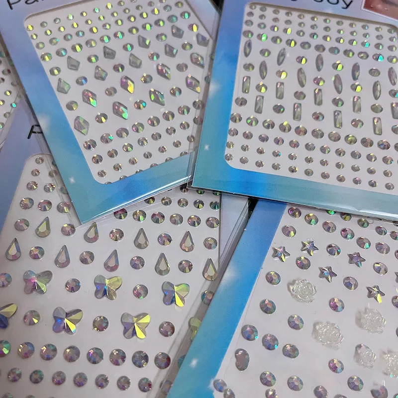 Go Party Wholesale Resin Acrylic Eyebrow Decorative Party Face Diamond Crystal Sticker Jewelry Tattoo Temporary Body Stickers