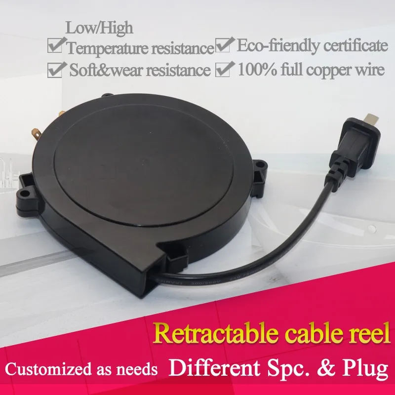 mini retractable cable reel mechanism for small appliance