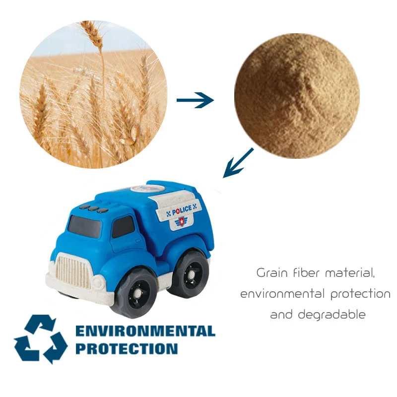 
Hot Sale eco Wheat Straw Beach Children Construction Cartoon kids Plastic Friction Car Model Truck Toys 