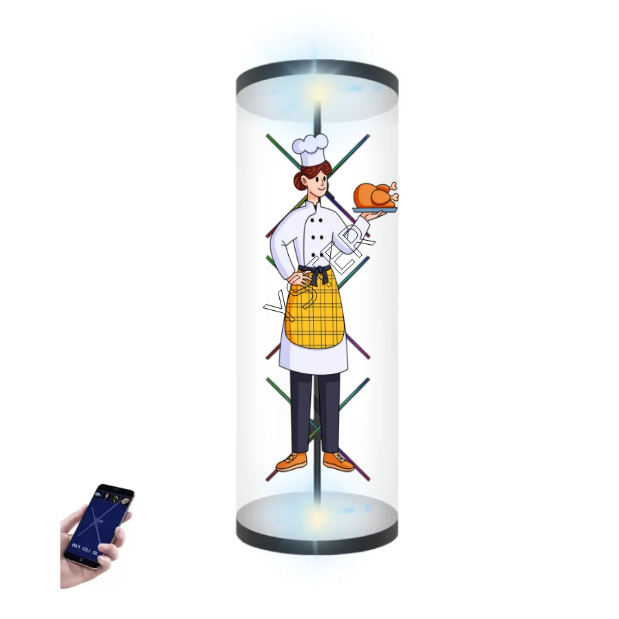 Full body size 65CM 3 pcs splicing 3D Projector Hologram human size 3D led fan high resolution advertising led fan wall