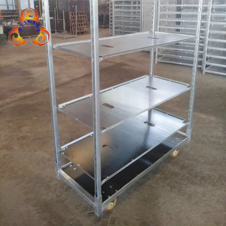 Stackable Nursery Transport Greenhouse Flower Plant Carts Metal Trolley For Flower Display