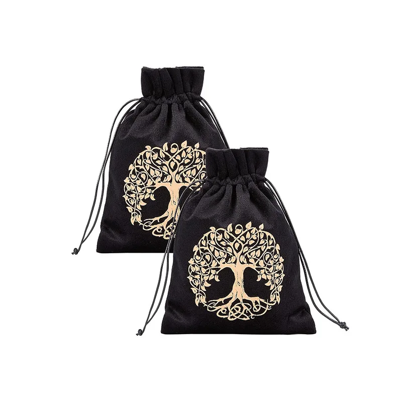Personalized customized color embroidery logo different size storage tarot cards jewelry travel play velvet drawstring gift bag