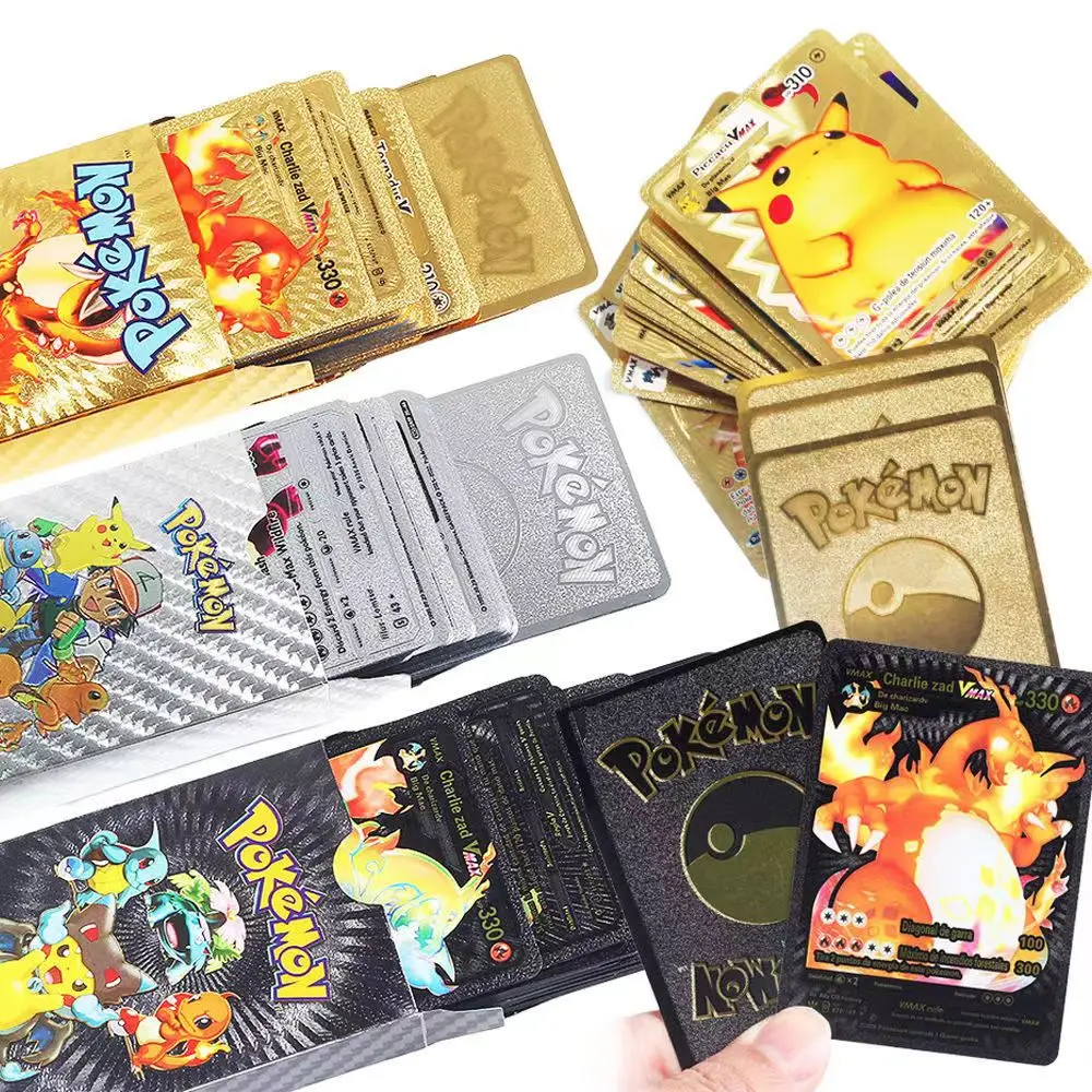 French Spanish English German Pokemoned trading cards Wholesale Rare Pokemoned Collection Game Board Card Kids Toy