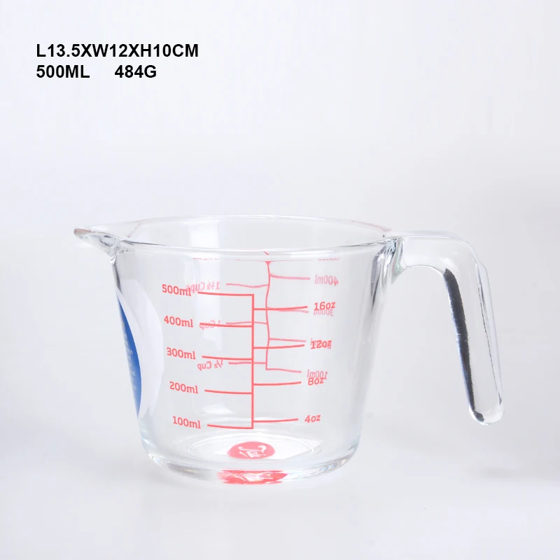 heat resistant Oven safe water liquid jug Measuring tool 500ml Glass  Measuring Cup with lid