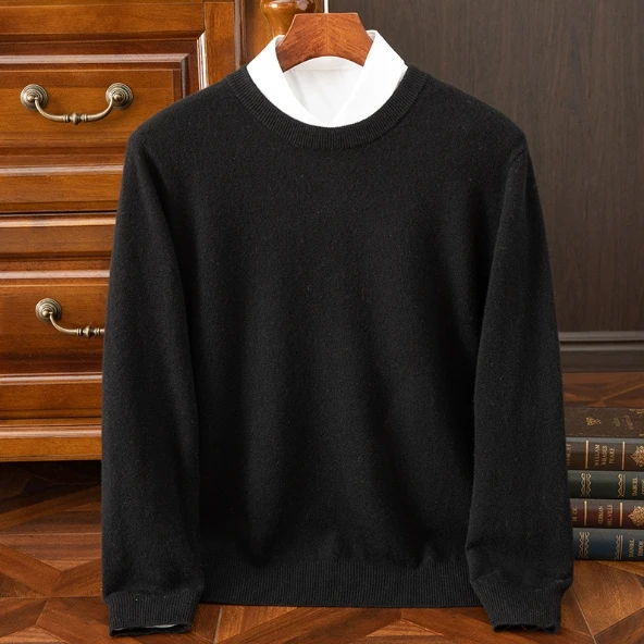 Liu Ming 2025 Trending Product Autumn Winter Men s Clothing O Neck 100% Wool Knitted Long Sleeve Sweaters