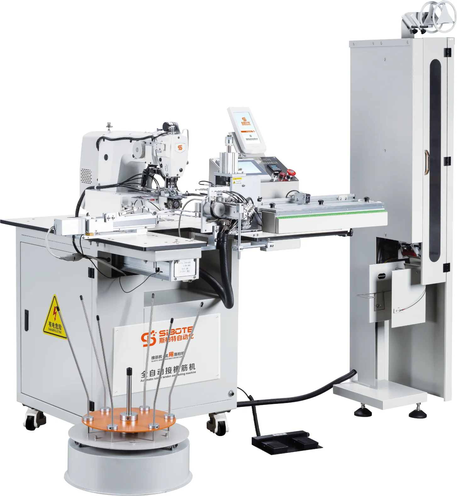 Sibote T-52 2000 S.P.M SMC Longmen cold knife herringbone seam  #11-16 needle Industrial automatic elastic joining machine