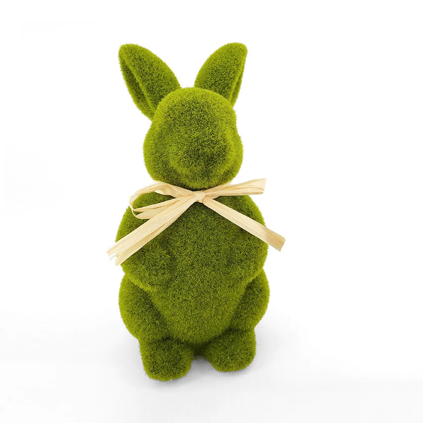 Пасхальные украшения для дома, зеленая Флокированная трава, плюшевый кролик, искусственный Пасхальный мох, кролик для украшения на Пасху