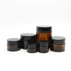 5g 10g15g 20g 30g 50g 60g 100g amber clear black glass cream jar with gold black sliver aluminium Cap