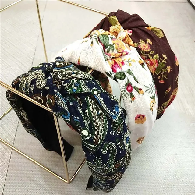 ChaoXuan Wholesale Hair Accessories Ethnic Style Headband Hemp Material Printing Knotted