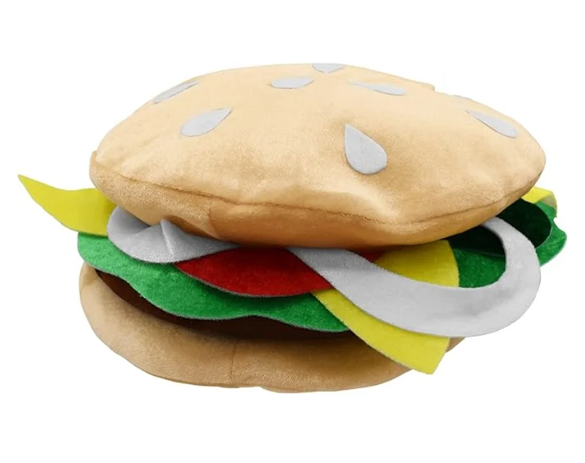 Stylish Creative Plush Adults Hamburger Food Costume Accessory Hats Novelty Burger Funny Headdress for Children