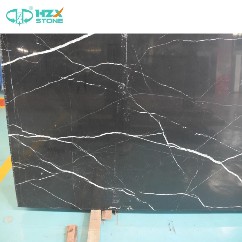 HZX Manufacturers Direct Sale Natural Black Marble Nero Marquina Marble Slabs Polished With White Veins For Interior Wall Floor