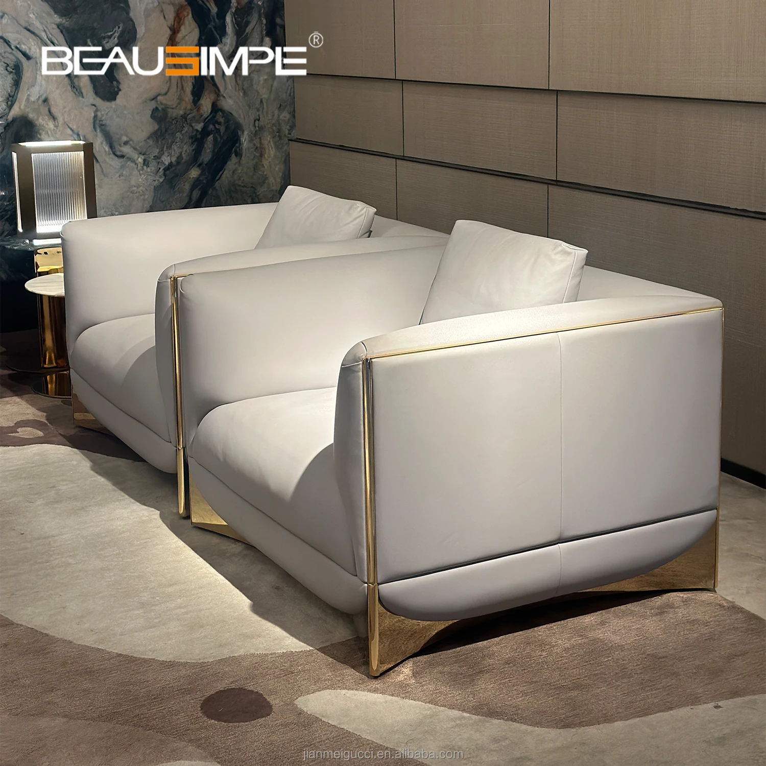 Living room sofa and armchair Hotel furniture set light luxury style leather sofa live room modern luxury sofa set single Couch