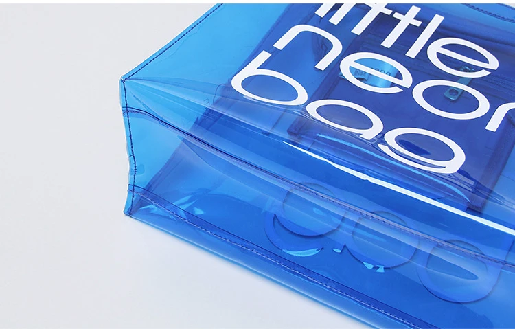 Neon Color Handbag Beach Plastic PVC Tote Bags Transparent Bag With Handle