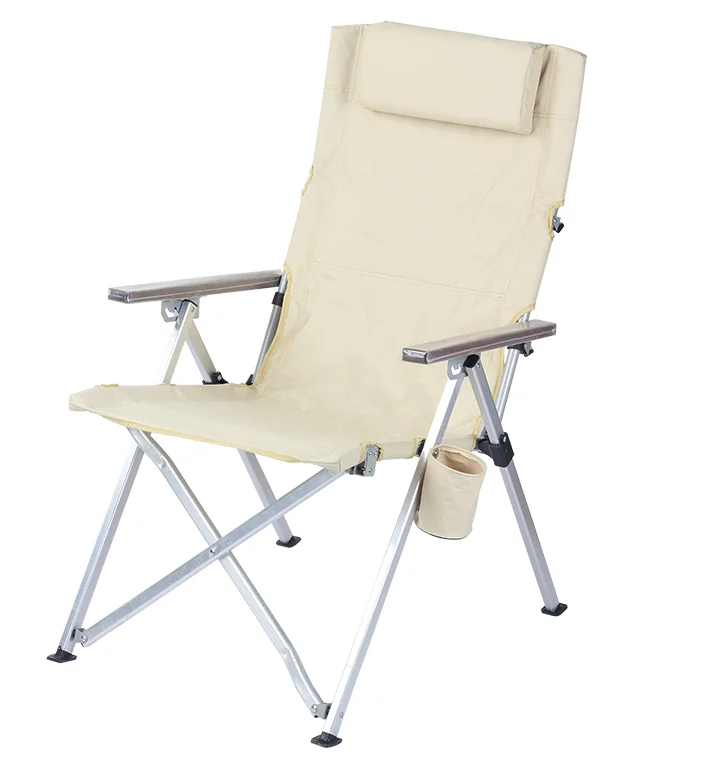 Manufacturer Outdoor Adjustable Portable Ultralight Heavy Duty Aluminum Folding Beach Camping Chair with Pillow