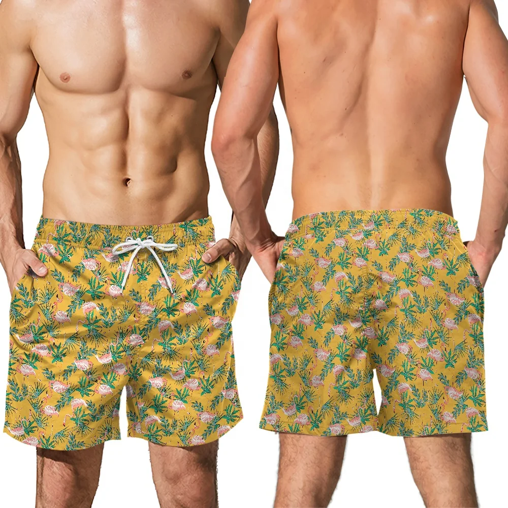 2022 Summer Mens Swimwear Quick Dry Beach male shorts For Men Swim Trunks Swim Board Shorts Hawaiian Flamingo Shorts ST-ANM01