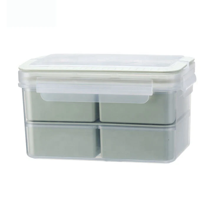 Food Safety  Reusable Four Compartment Stackable Microwave Plastic Silicone Food with Lid  lunch box