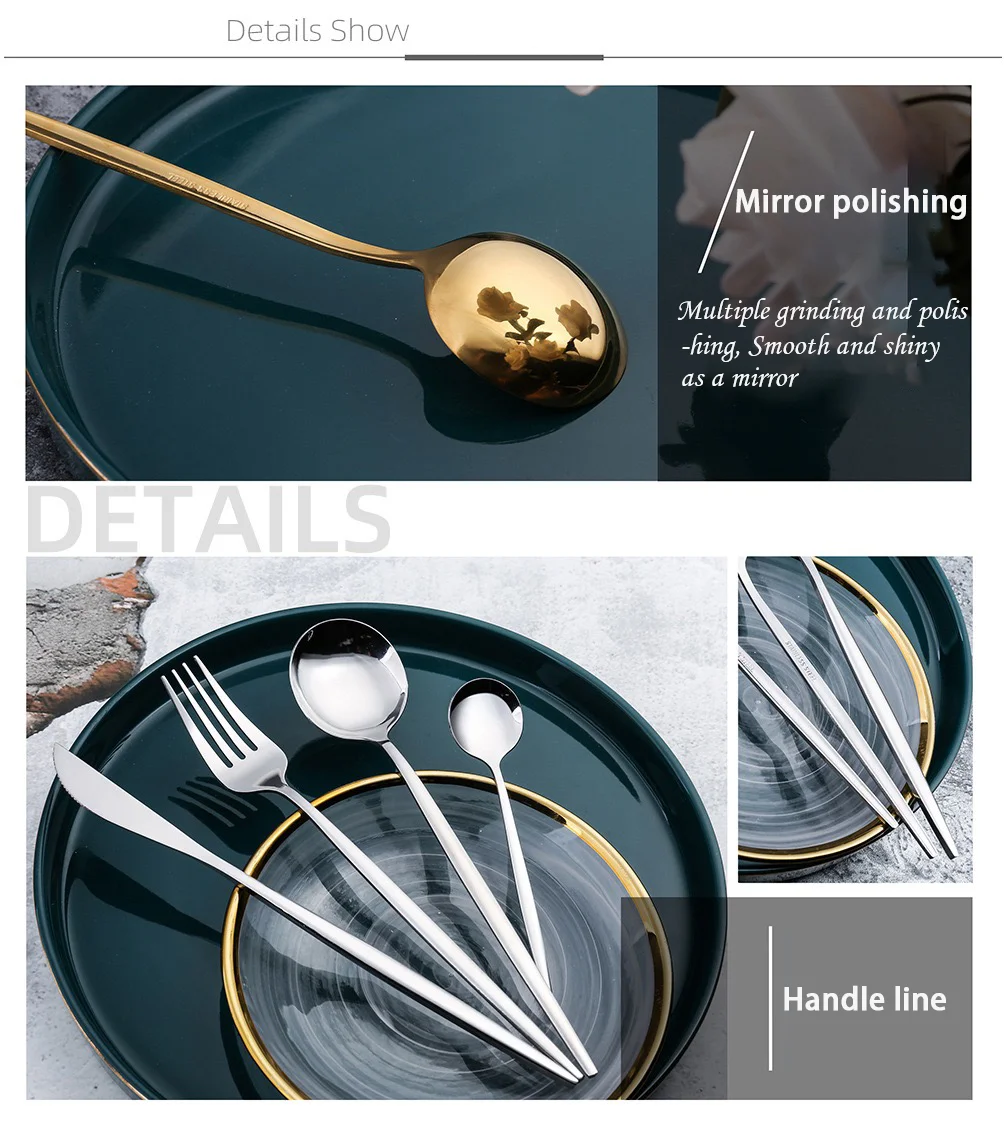 Cutlery Box Knife Fork Spoon luxury Stainless Steel Gold Cutlery Flatware Set