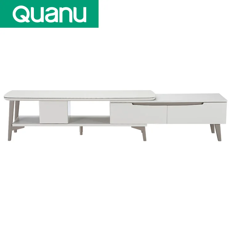 70568 Modern Nordic Tempered Glass Living Room Furniture Extendable TV Cabinet Tea/End Table Combination