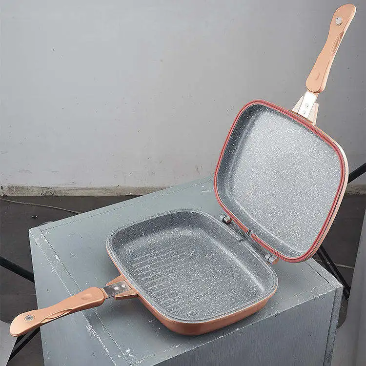 Kitchen Utensils Non Stick Square Double-Sided Baking Tray Aluminum Double-Sided Household Frying Pan