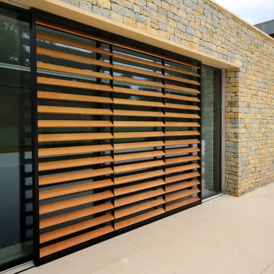 Electric/Manual Wooden Color Aluminum Louver Price Outdoor Louvers Aluminum Frame Window Louvered Shutters Sun Shade