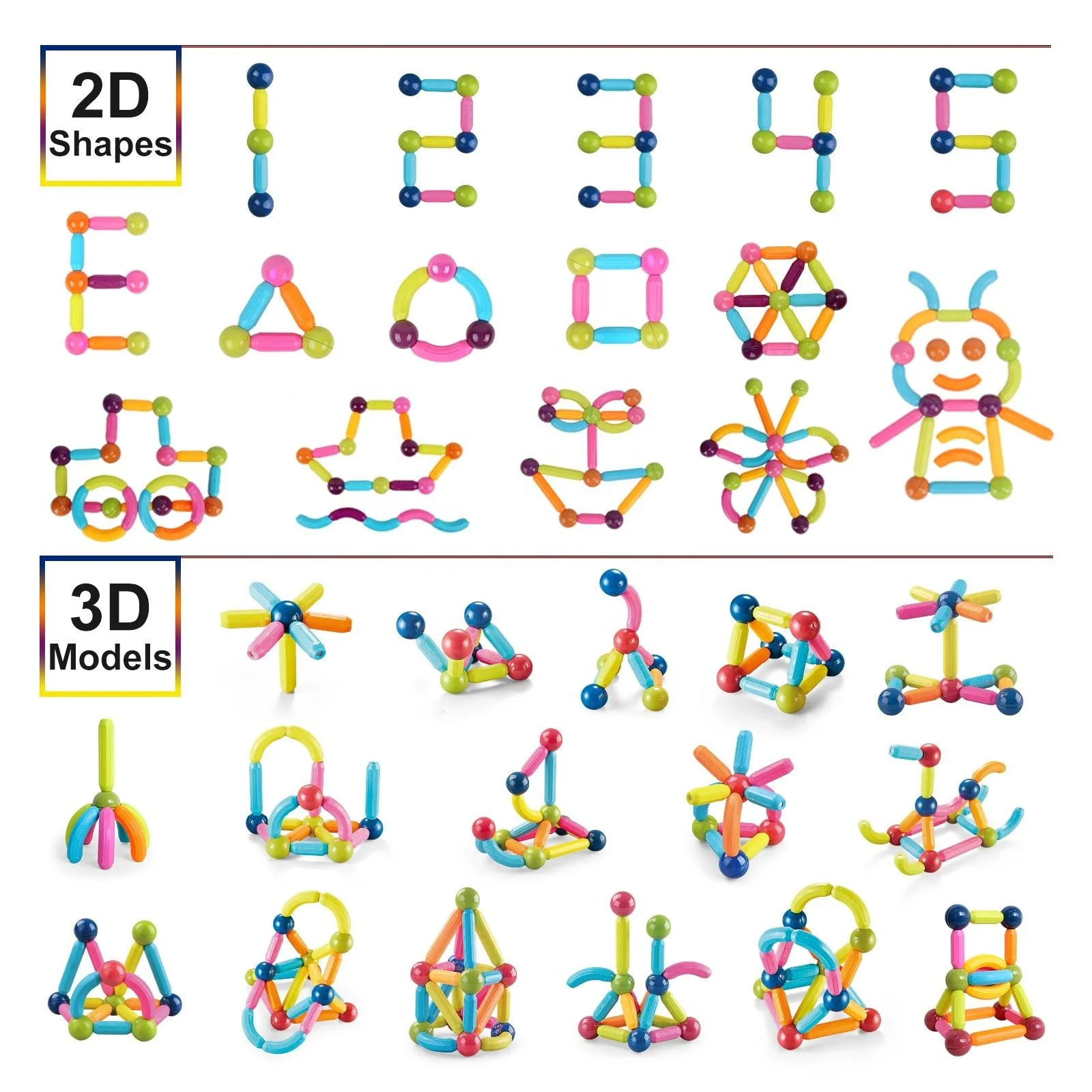 2024 New Business Ideas DIY Magnetic Toys Montessori Toys 0-12 Months Kids Magnetic Sticks And Balls