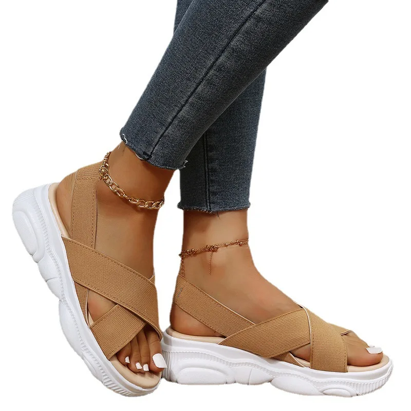 Luxury High Quality Casuay Wide Fit Woman Trendy Sporty New Design Platform Slide 2022 Flat Sandal