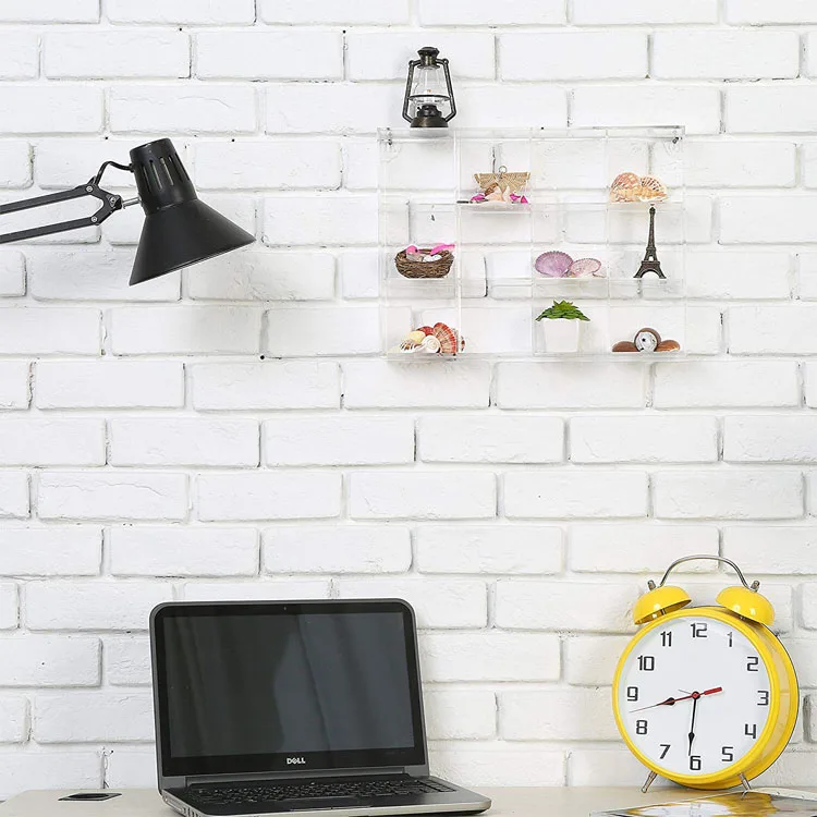 Factory custom wall mounted clear/white/black acrylic floating bracket shelf for display vinyl books dolls